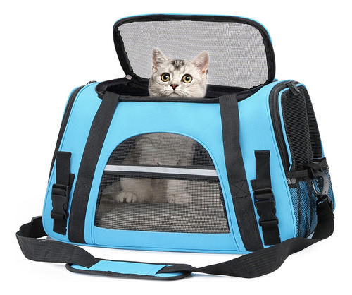 Mochila Bolsa Transportadora Para Perros Y Gatos Viaje(azul)