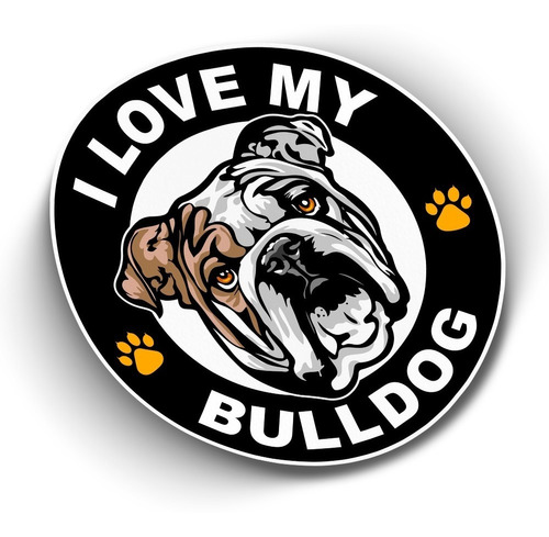 Sticker I Love My Bulldog Inglés Vinil Adhesivo Perro Auto