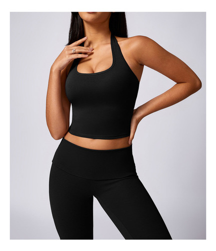 / Sujetador Yoga Fitness Para Correr Con Cuello Halter Mujer