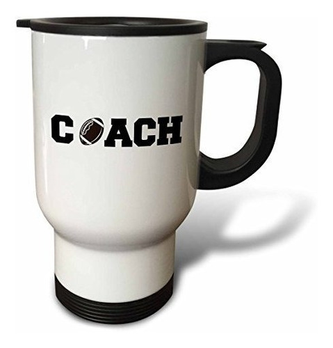 3drose Coach, Taza De Viaje Con Letras Negras Y Fútbol Sobre