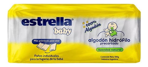 Estrella Baby Algodon Hidrofilo Pack X2 Pre Cortado 100gr Ideal Para Higiene Del Bebe Limpieza Diaria Alta Absorcion Suave Y Resistente Hipoalergenico Apto Para Pieles Sensibles Modaxpress