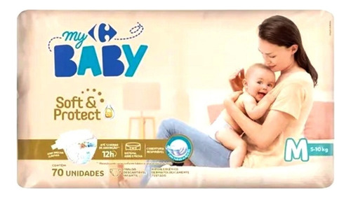 Fralda Carrefour My Baby M Soft  Protect 70 Unidades Gênero Sem gênero Tamanho Médio (M)