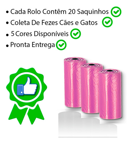 Imagem 5 de 7 de Coletor Saquinhos Refil Higienico De Fezes Cães E Gatos Pet