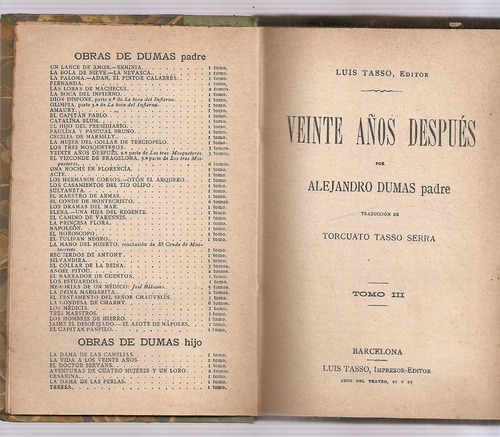 Veinte Años Despues Tomo 3 - Dumas - Tasso Barcelona