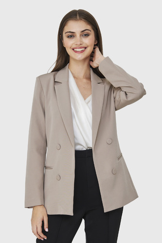 Blazer Cuatro Botones Decorativos Beige Nicopoly