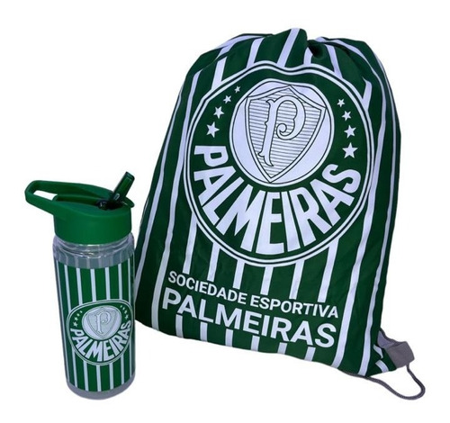 Garrafa Palmeiras Squeeze 450ml + Mochila Academia Futebol