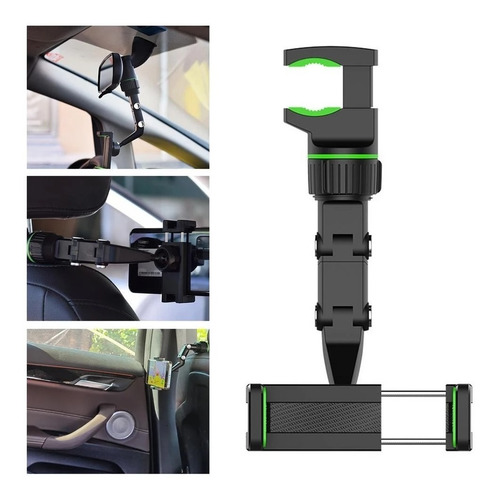 Imagen 3 de 10 de Soporte Celular Espejo Retrovisor Auto Giro 360 Grados
