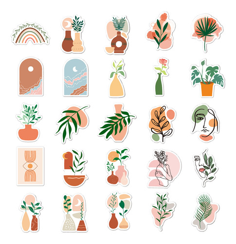 Pegatinas Estéticas Bohemias De Arte De Dibujos Animados Par