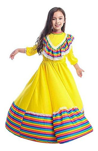 Disfraz De Señorita Mexicana Para Niña, Vestidos Tradicional