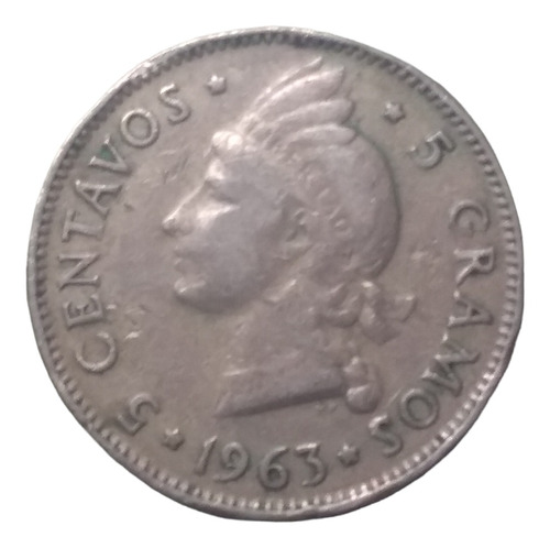 Moneda Conmemorativa 5 Centavos República Dominicana 1963