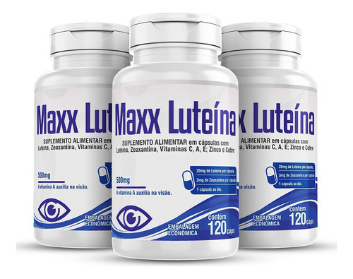 Maxx Luteina 3x 120 Cápsulas Zeaxantina Vitamina A C E Zn Cu
