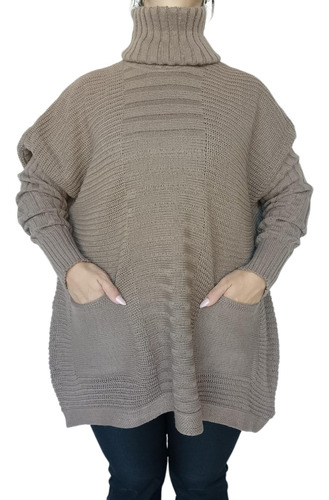 Sweater Polerón Poncho Mujer Gruesas De Lana Talles Grandes