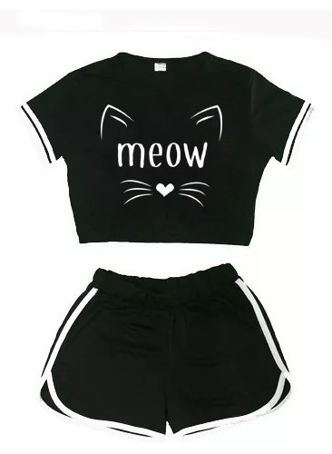 Conjuntinho Menina Blogueirinha Blusinha + Short Meow