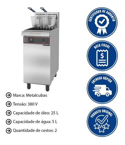 Fritadeira Industrial 380v Trifásic Água Óleo 30l Metalcubas