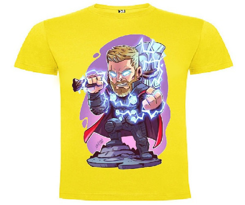 Polera Color Algodón 100% Niños Thor Avengers