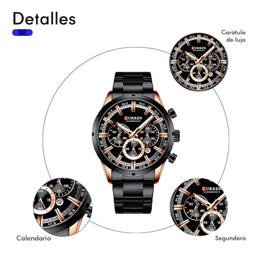 Reloj De Cuarzo Para Hombre 3atm Resistente Al Agua Curren