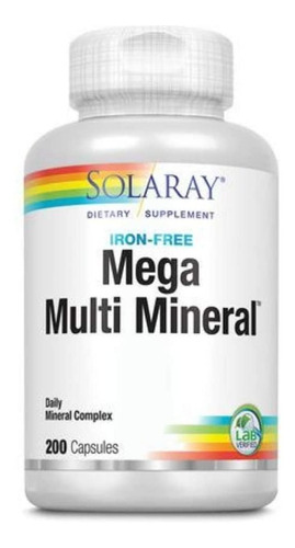Mega Multi Mineral Sin Hierro Solaray 200 Capsulas