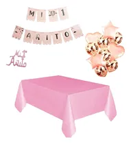 Comprar Mi Primer Añito Decoración Globos Mantel Pinche Rosa