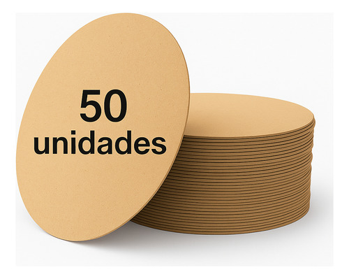 Kit 50 Supla Sousplat 35x35 Cru Circulo Base Mdf 2.5mm