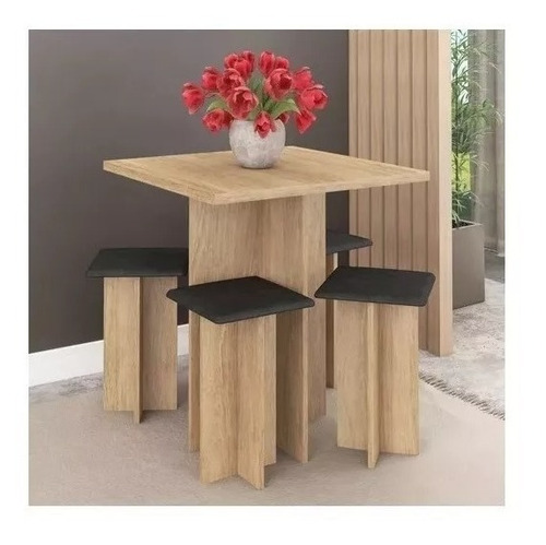 Juego Comedor 4 Sillas Mesa + Banquetas Desayunador Rustika