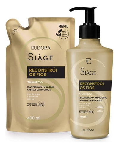 Combo Siàge Reconstrói Os Fios: Shampoo 400ml + Refil 400ml