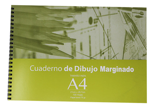 Cuaderno Espiral A4 100hjs Con Margen De Dibujo 75gr