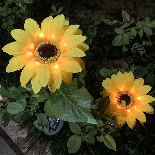 Luz Led Solar Em Forma De Girassol Queenly-2 Peças, Garden W