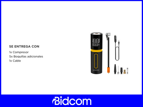 Compresor De Aire Gadnic Con Cable Luz Led Portátil Mini