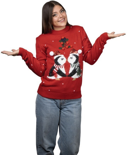 Suéter Navideño Uggly Sweater Pingüinos Navidad Para Mujer