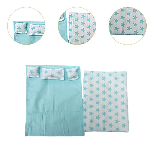 3 Mini Ropa De Cama A Escala 1/12 Con Sábana, Edredón Y
