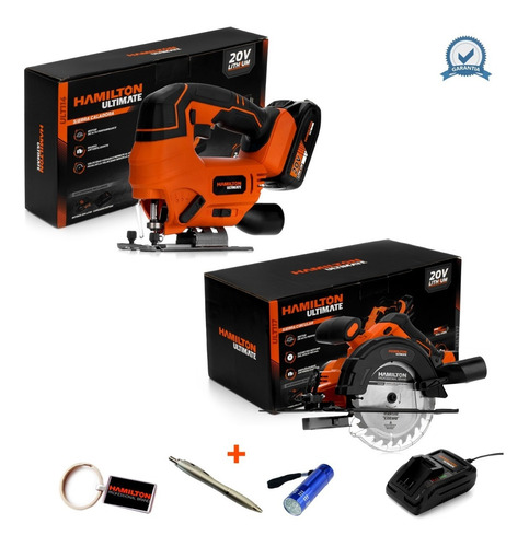 Sierras Circular + Caladora + Bateria 20v 2ah Hamilton Smart