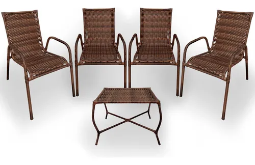 comprar Kit cadeiras para jardim area externa quintal em junco KM Móveis & Decor