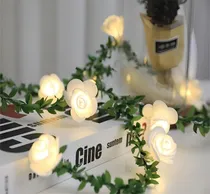 Comprar Guirnalda De Rosas De Seda Led Y Hojas Artificiales,4,5mtrs.