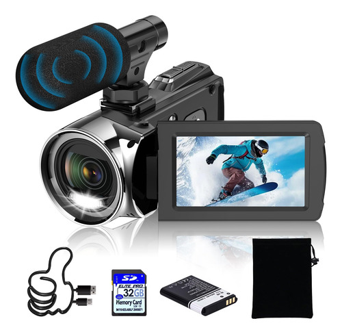 Videocámara Weochi Hd 4k, 48 Mp, Zoom 18x, Pantalla Giratori