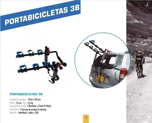 Imagen 2 de 4 de Porta Bicicletas X3 Soporte Carro Ciclas Carga Bike Transpor