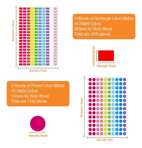 2720 Etiquetas Para Codificación De Color 10 Pegatinas