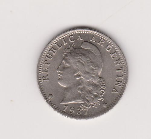 Moneda Argentina 20 Ctvs 1937 Janson 84 Excelente 