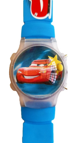 Reloj Digital Cars Rayo Mcqueen Con Tapa Juguetería Niños