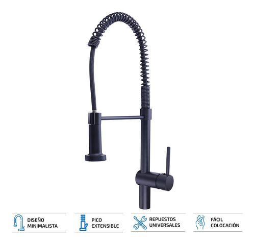 Imagen 2 de 9 de Griferia Para Cocina Canilla Monocomando Extensible Flexible
