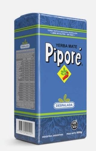 Yerba Mate Pipore Despalada De 500 Gr Caja De 10 Unidades