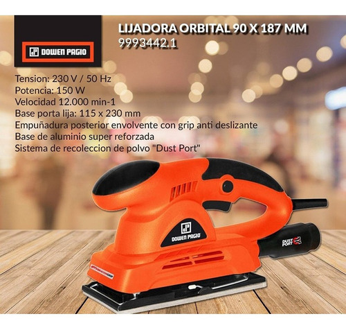 Lijadora Orbital Dowen Pagio 9993442.1 90 X 187 Mm 150 W