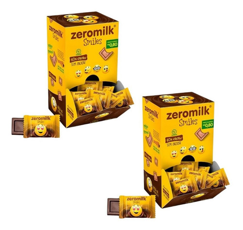 Kit C/2 Zeromilk Smile Com 40% Cacau S/ Lactose 5g C/ 30 Un