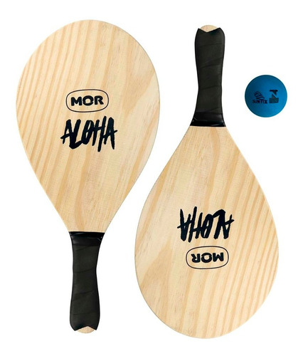 Kit Frescobol Mor Aloha Com 2 Raquetes E 1 Bola