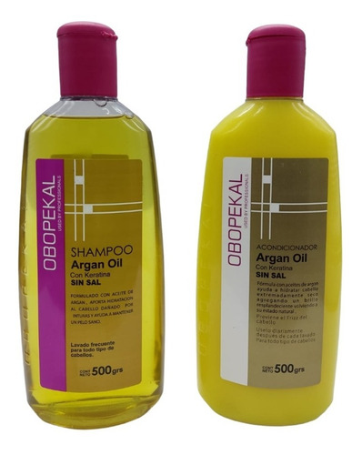 Kit Shampoo + Acondicionador Obopeckal Argan Sin Sal 500ml