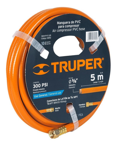 Manguera Compresor Pvc 3/8' X 5mt Baja Pres. Truper 10892