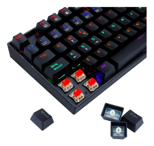 Teclado Mecánico Redragon Kumara K552w-2 Black Rainbow Negro Español Latino