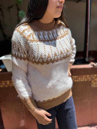 Sueter Pulover De Lana De Alpaca Clásico Hojitas