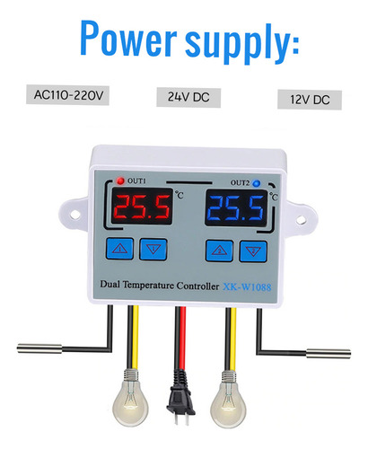 Controle De Temperatura Digital Duplo Xk-w1088 Ac110-220v, P
