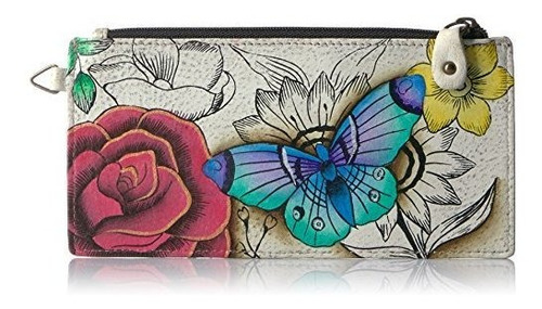 Anuschka Womens Hand Painted Organizador De Cuero Billetera