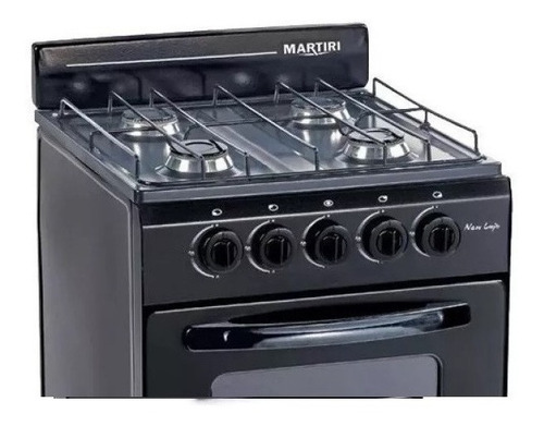 Imagen 2 de 2 de Cocina Martiri New Lujo a gas 4 hornallas negra puerta con visor